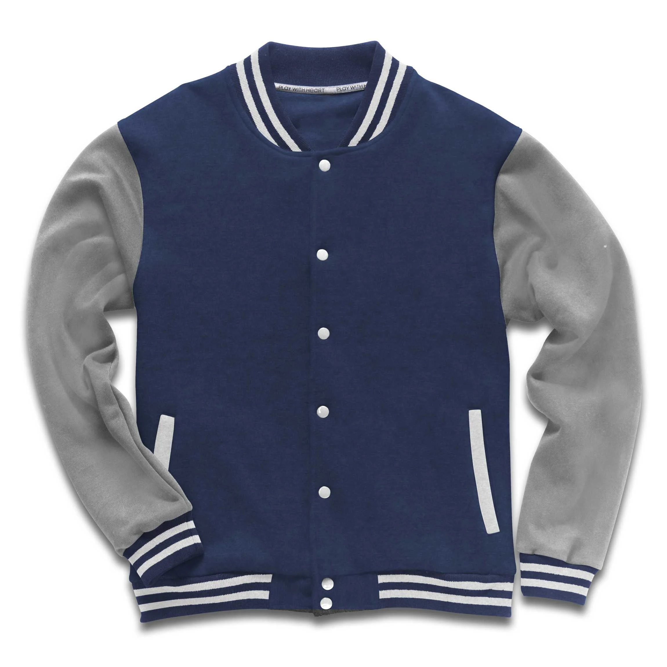 Varsity Jacket | Heather Grey & Navy — Lionheart Custom Apparel